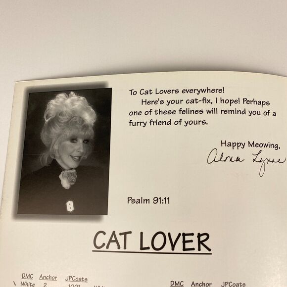VTG Alma Lynne Designs Cat Lover 1995 cross stitch pattern leaflet ALX-128 - Picture 5 of 7